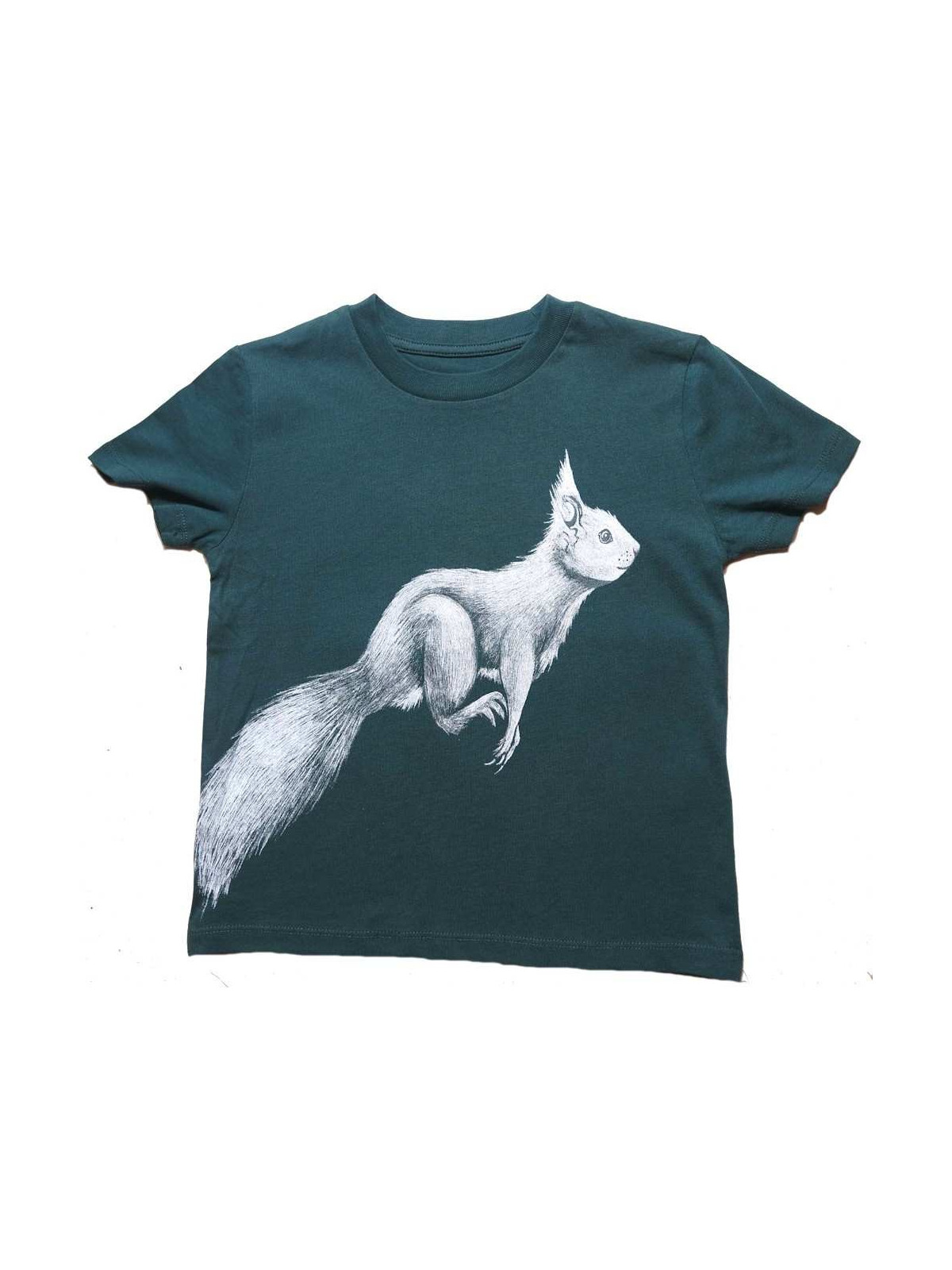 Nüx - Bio Kinder T-Shirt mit Eichhörnchen-Druck, laced green