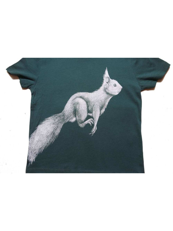 Nüx - Bio Kinder T-Shirt mit Eichhörnchen-Druck, laced green