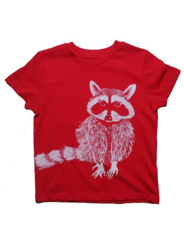 Nüx - Bio Kinder T-Shirt mit Waschbär-Druck, rot