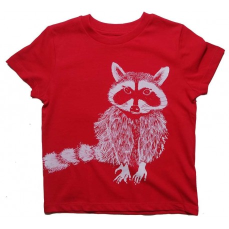 Nüx - Bio Kinder T-Shirt mit Waschbär-Druck, rot