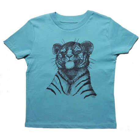 Nüx - Bio Kinder T-Shirt mit Tiger-Druck, teal