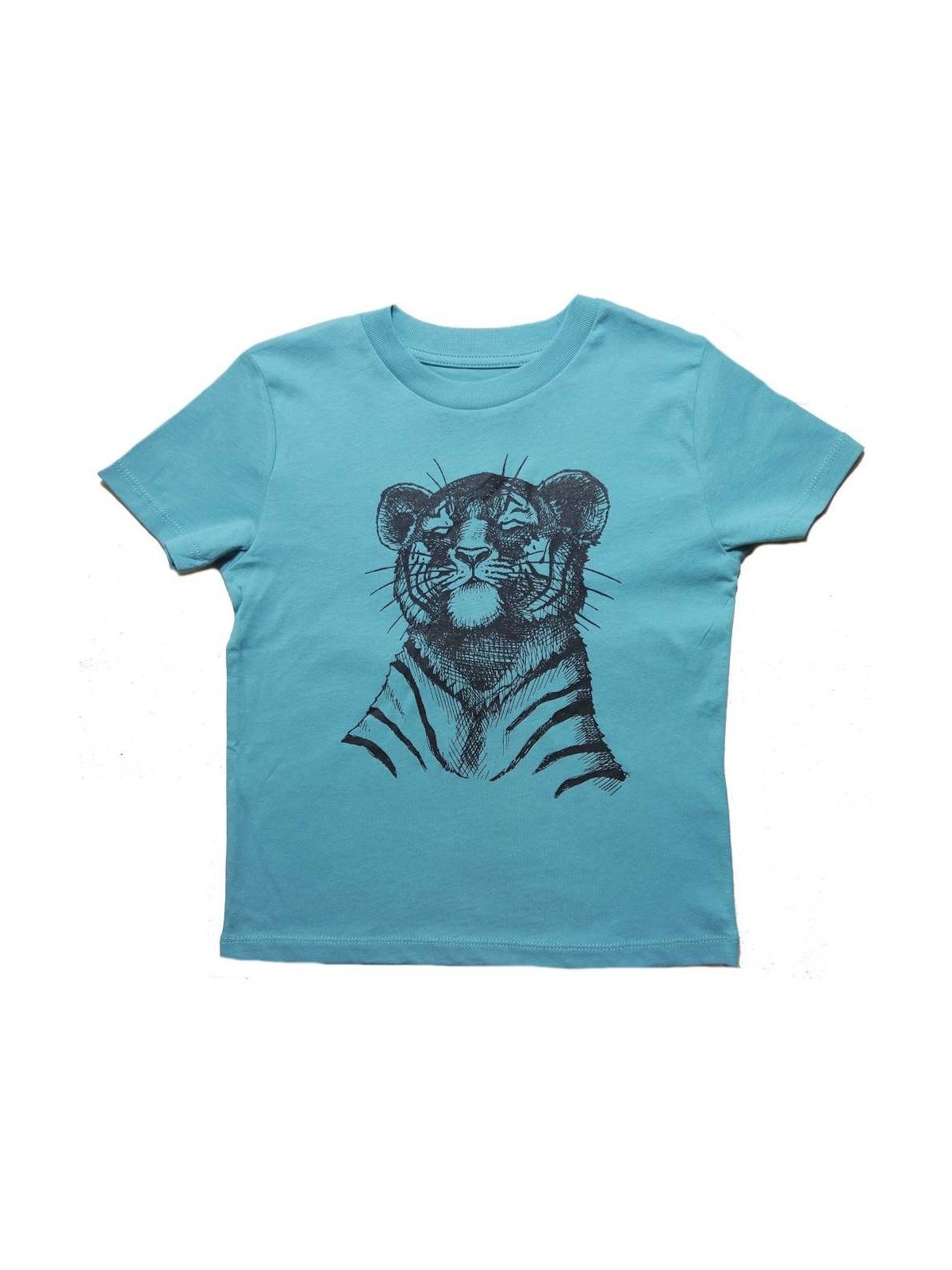 Nüx - Bio Kinder T-Shirt mit Tiger-Druck, teal