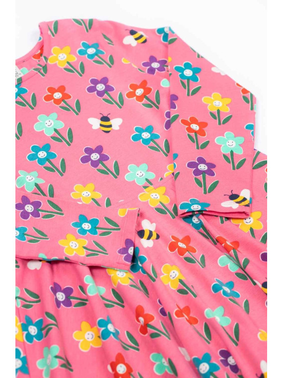frugi - Bio Kinder Jersey Kleid "Sophia" mit Blumen/Bienen-Allover