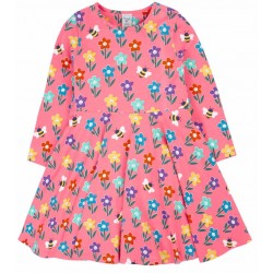 frugi - Bio Kinder Jersey Kleid "Sophia" mit Blumen/Bienen-Allover