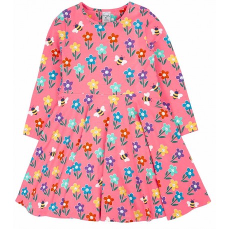 frugi - Bio Kinder Jersey Kleid "Sophia" mit Blumen/Bienen-Allover