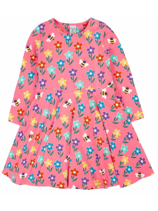 frugi - Bio Kinder Jersey Kleid "Sophia" mit Blumen/Bienen-Allover