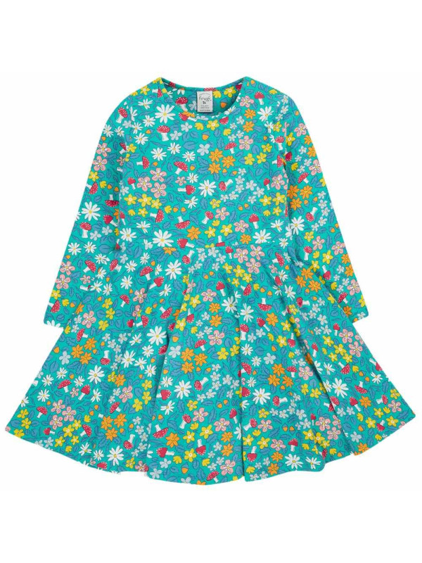 frugi - Bio Kinder Jersey Kleid "FRUGI-Sofia" mit Blumen/Fliegenpilz-Allover