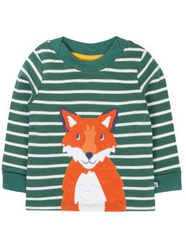 frugi - Bio Kinder Langarmshirt "Easy on" mit Fuchs-Applikation und Streifen