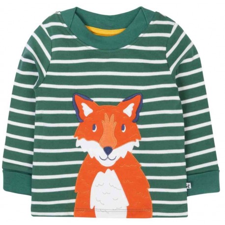 frugi - Bio Kinder Langarmshirt "Easy on" mit Fuchs-Applikation und Streifen