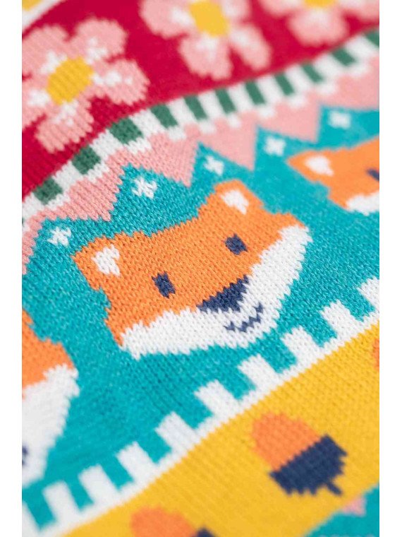 frugi - Bio Kinder Strickjacke "FRUGI-Robyn Fairisle" mit Wald-Motiven