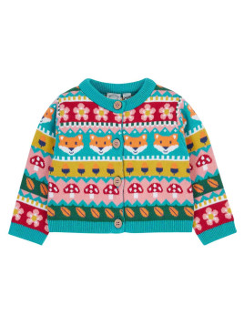 frugi - Bio Kinder Strickjacke "FRUGI-Robyn Fairisle" mit Wald-Motiven