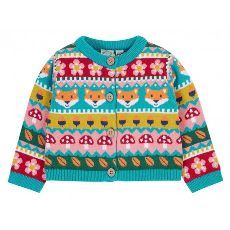 frugi - Bio Kinder Strickjacke "FRUGI-Robyn Fairisle" mit Wald-Motiven