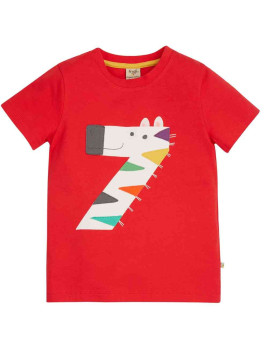 frugi - Bio Kinder T-Shirt "Magic Number" mit Zebra-Applikation