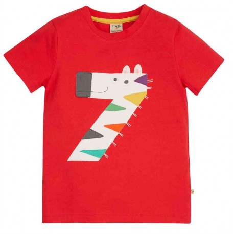 frugi - Bio Kinder T-Shirt "Magic Number" mit Zebra-Applikation
