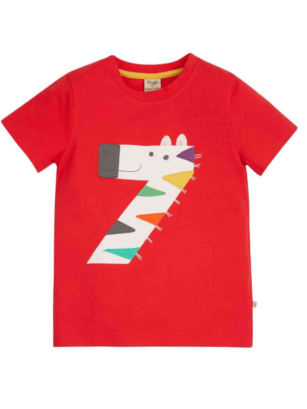 frugi - Bio Kinder T-Shirt "Magic Number" mit Zebra-Applikation