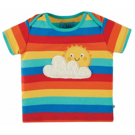frugi - Bio Kinder T-Shirt "Frugi-Bobster" mit Sonnen-Applikation und Streifen