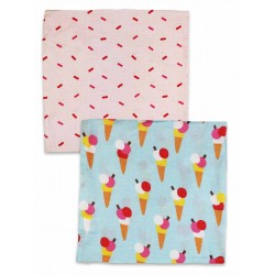 Toby tiger - Bio Mullwindeln mit Eis- und Strich-Allover, 2er Pack