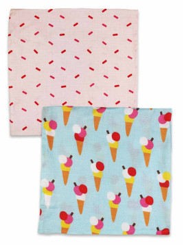 Toby tiger - Bio Mullwindeln mit Eis- und Strich-Allover, 2er Pack