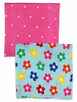Toby tiger - Bio Mullwindeln mit Blumen- und Punkte-Allover, 2er Pack