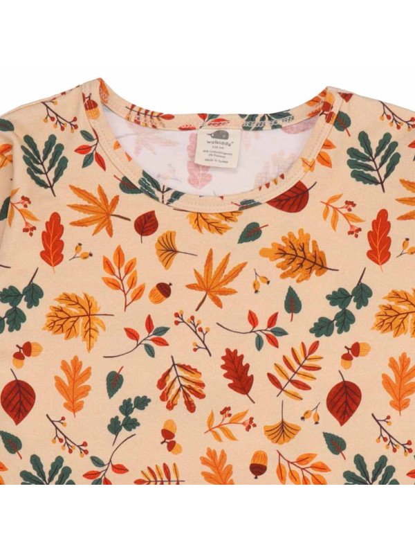 Walkiddy - Bio Kinder Langarmshirt mit Herbstblätter-Allover