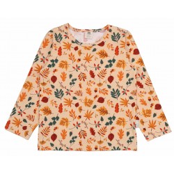 Walkiddy - Bio Kinder Langarmshirt mit Herbstblätter-Allover