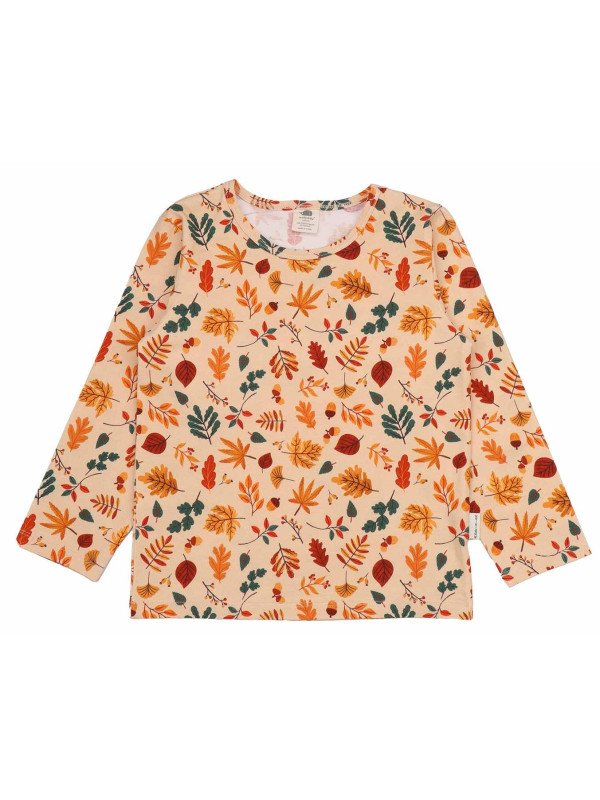 Walkiddy - Bio Kinder Langarmshirt mit Herbstblätter-Allover