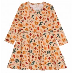 Walkiddy - Bio Kinder Jersey Kleid mit Herbstblätter-Allover