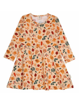 Walkiddy - Bio Kinder Jersey Kleid mit Herbstblätter-Allover