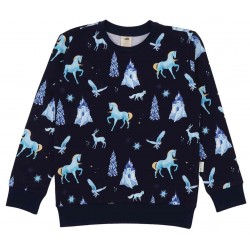 Walkiddy - Bio Kinder Sweatshirt mit Wonderland-Allover, dunkelblau