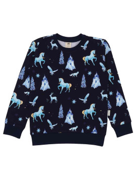 Walkiddy - Bio Kinder Sweatshirt mit Wonderland-Allover, dunkelblau
