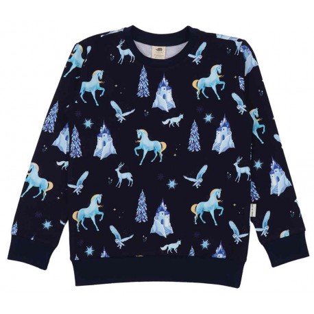 Walkiddy - Bio Kinder Sweatshirt mit Wonderland-Allover, dunkelblau