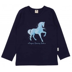Walkiddy - Bio Kinder Langarmshirt mit Pferde-Druck, dunkelblau