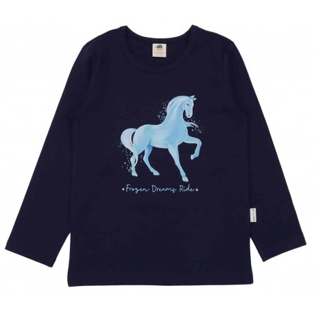 Walkiddy - Bio Kinder Langarmshirt mit Pferde-Druck, dunkelblau