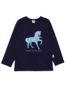 Walkiddy - Bio Kinder Langarmshirt mit Pferde-Druck, dunkelblau