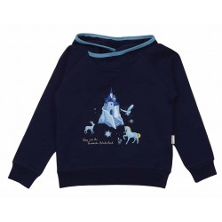 Walkiddy - Bio Kinder Sweatshirt mit Kapuze und Wonderland-Druck, dunkelblau