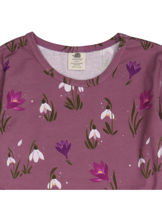Walkiddy - Bio Kinder Langarmshirt mit Schneeglöckchen/Krokus-Allover