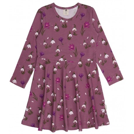 Walkiddy - Bio Kinder Jersey Kleid mit Schneeglöckchen/Krokus-Allover