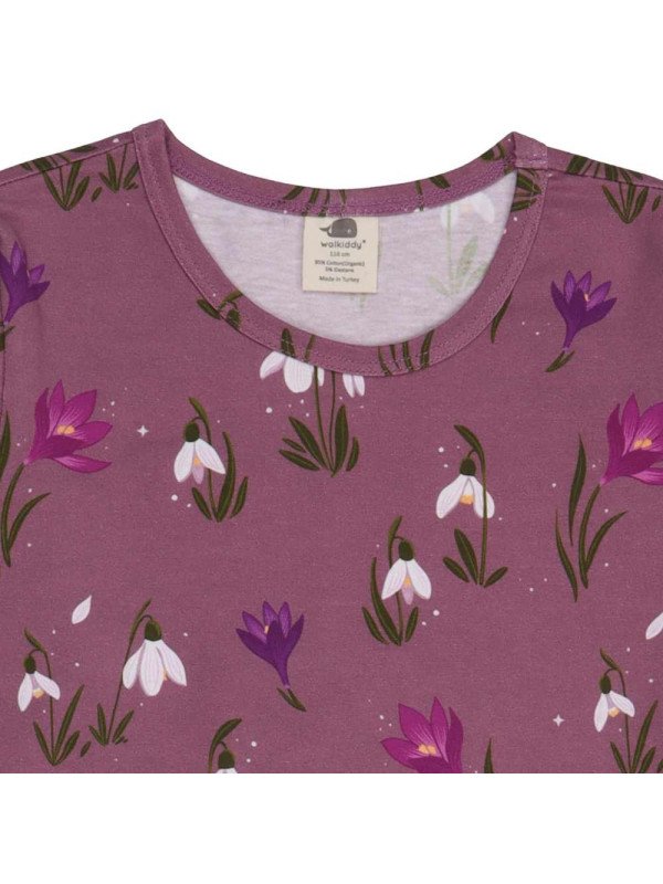 Walkiddy - Bio Kinder Jersey Kleid mit Schneeglöckchen/Krokus-Allover