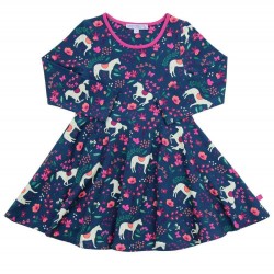 Enfant Terrible - Bio Kinder Jersey Kleid mit Pferde-Allover