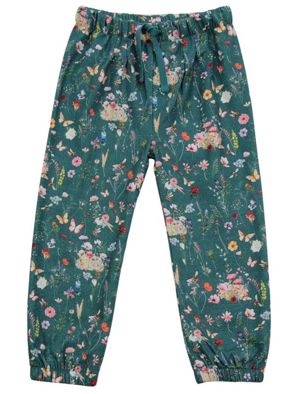 Enfant Terrible - Bio Kinder Webhose mit Jerseyfutter und Aquarellblumen-Allover