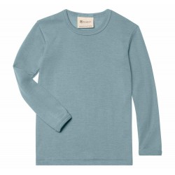 ENGEL - Bio Kinder Unterhemd langarm, Wolle/Seide, bergblau