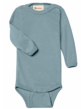 ENGEL - Bio Baby Body langarm, Wolle/Seide, bergblau