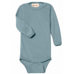 ENGEL - Bio Baby Body langarm, Wolle/Seide, bergblau