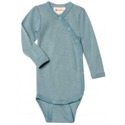ENGEL - Bio Baby Wickelbody langarm, Wolle/Seide, bergblau