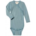 ENGEL - Bio Baby Wickelbody langarm, Wolle/Seide, bergblau