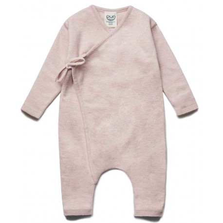 puri organic - Bio Baby Feinstrick Strampler zum Binden, Baumwolle/Seide, rose