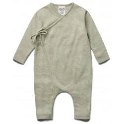 puri organic - Bio Baby Feinstrick Strampler zum Binden, Baumwolle/Seide, pistazie