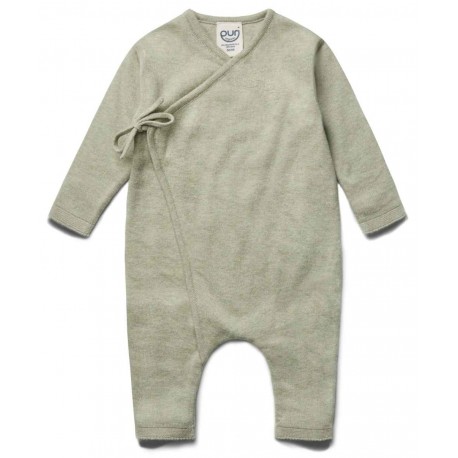 puri organic - Bio Baby Feinstrick Strampler zum Binden, Baumwolle/Seide, pistazie