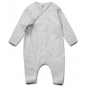 puri organic - Bio Baby Feinstrick Strampler zum Binden, Baumwolle/Seide, silbergrau