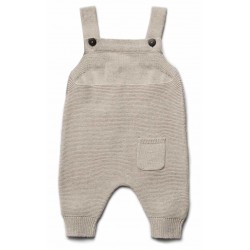 puri organic - Bio Baby Feinstrick Latzhose, Baumwolle/Wolle, oyster grey